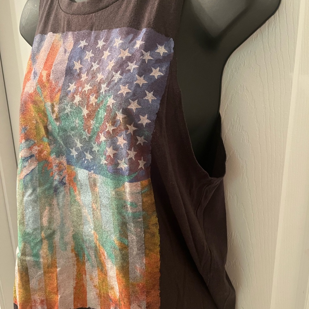Billabong Muscle Tank Top Tye Dye American Flag Graphic Design Sz Small - Picture 3 of 9